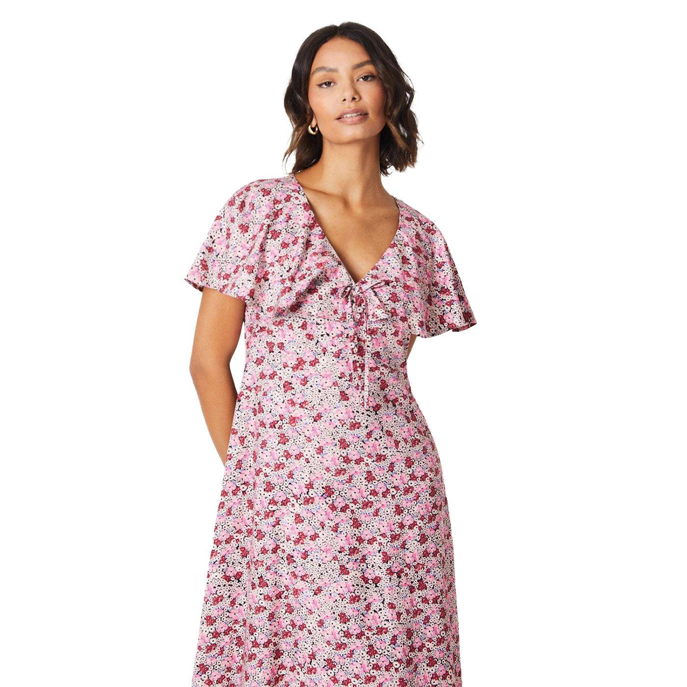 Pink - Lifestyle - Dorothy Perkins Womens-Ladies Floral Flutter Midi Dress
