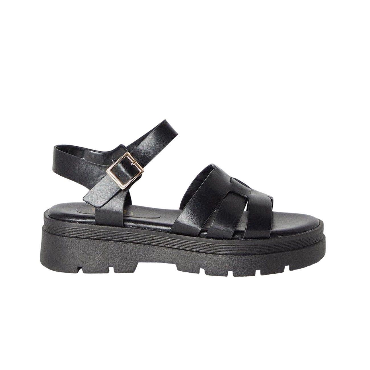 Black - Back - Faith Womens-Ladies Mahli Chunky Ankle Strap Sandals