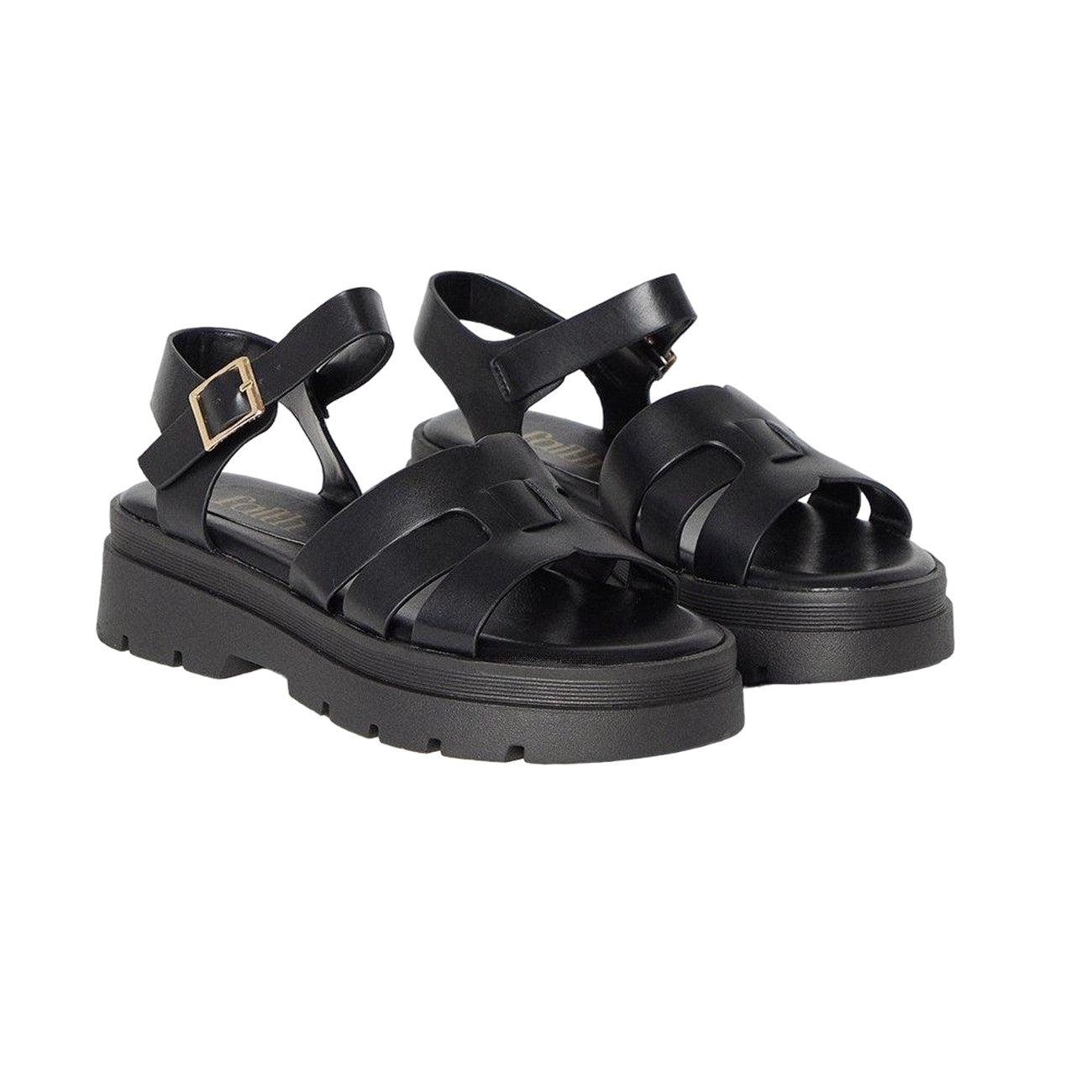 Black - Front - Faith Womens-Ladies Mahli Chunky Ankle Strap Sandals
