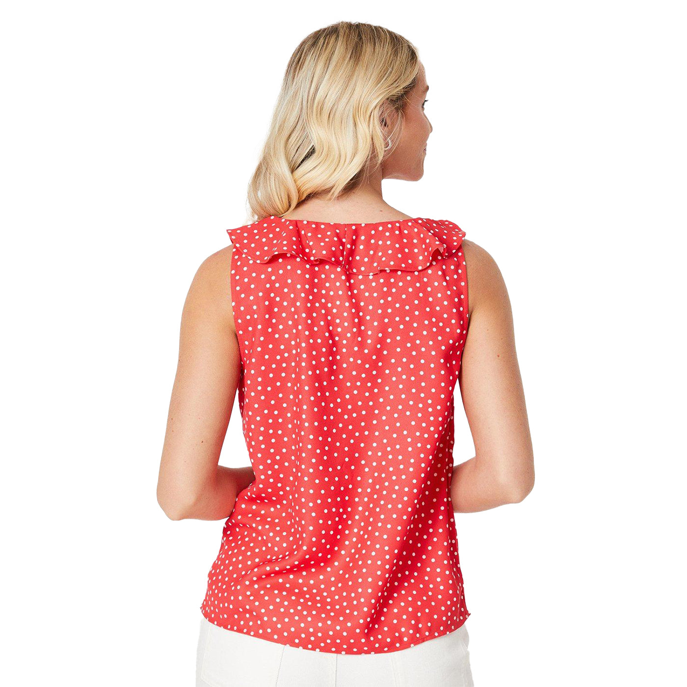 Red - Back - Dorothy Perkins Womens-Ladies V Neck Frill Top