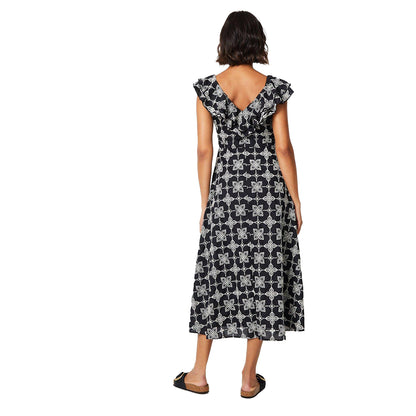 Black - Back - Dorothy Perkins Womens-Ladies Broderie Ruffles Sleeveless Midi Dress