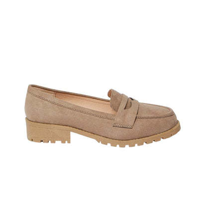 Taupe - Back - Dorothy Perkins Womens-Ladies Leoni Wide Penny Loafers