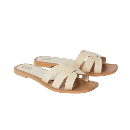 Ecru - Front - Dorothy Perkins Womens-Ladies Jemma Leather Woven Sliders