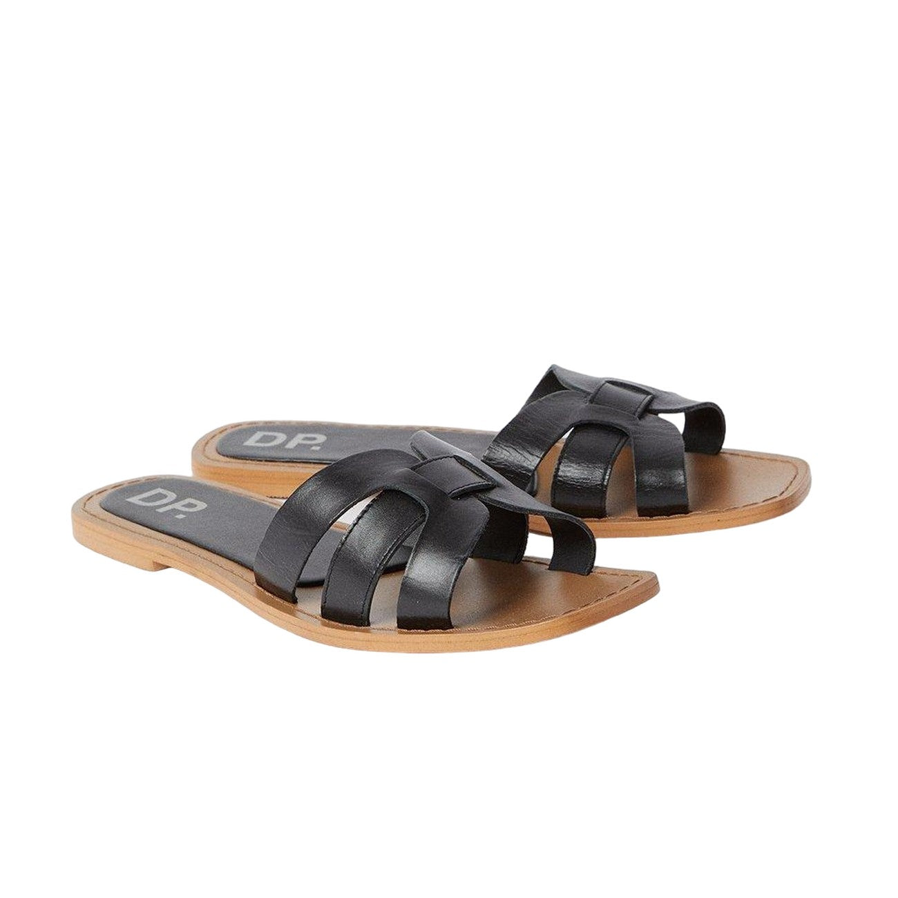 Black - Front - Dorothy Perkins Womens-Ladies Jemma Leather Woven Sliders
