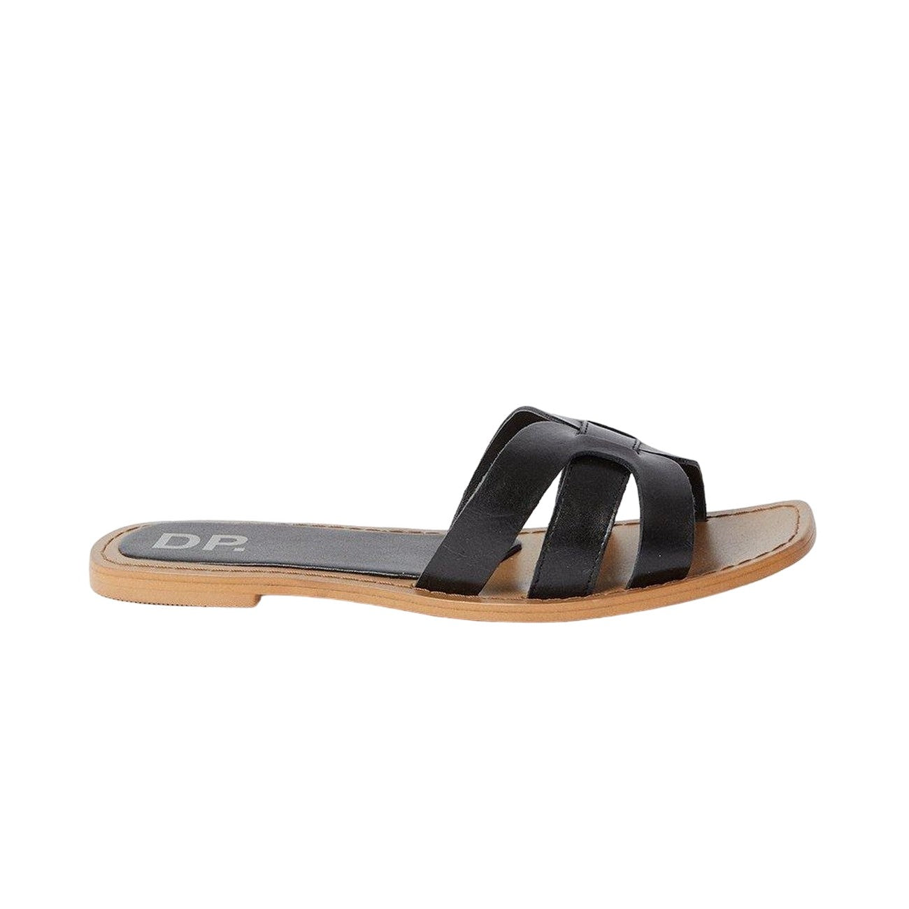 Black - Back - Dorothy Perkins Womens-Ladies Jemma Leather Woven Sliders