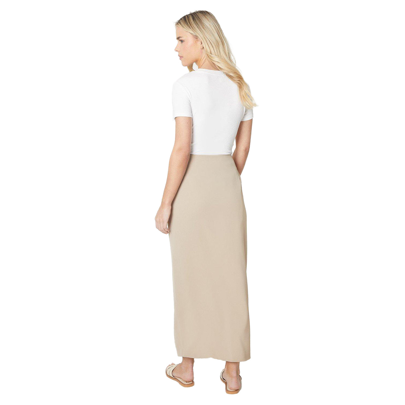 Camel - Back - Dorothy Perkins Womens-Ladies Petite Tailored Midi Skirt