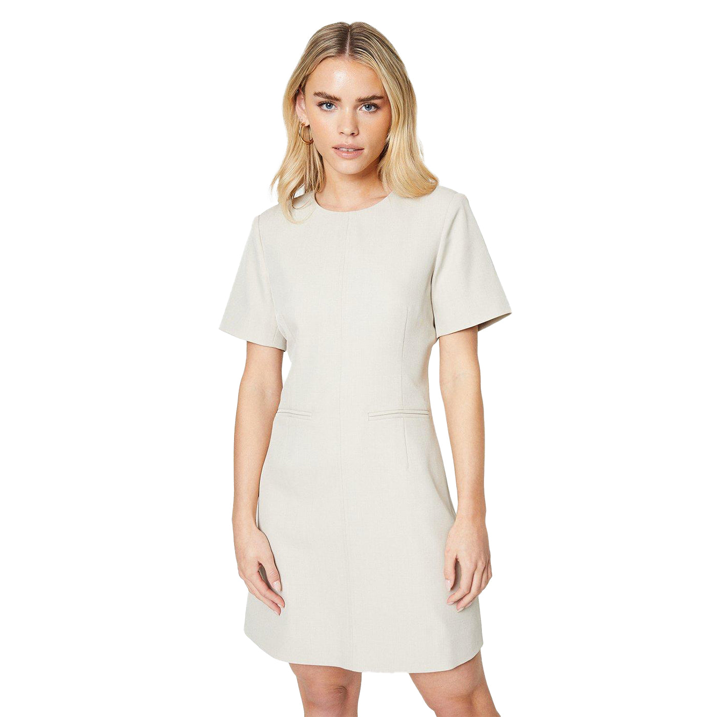 Camel - Front - Dorothy Perkins Womens-Ladies Petite Tailored Half-Sleeved Shift Dress