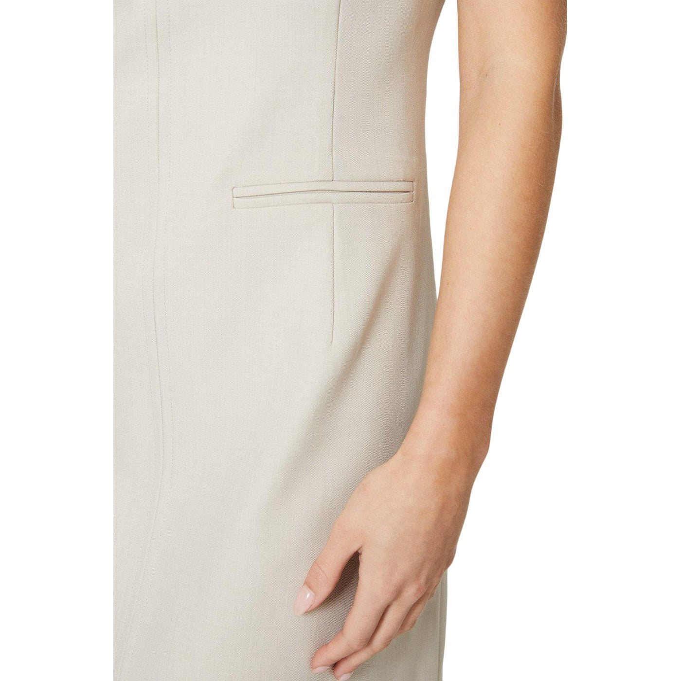 Camel - Side - Dorothy Perkins Womens-Ladies Petite Tailored Half-Sleeved Shift Dress