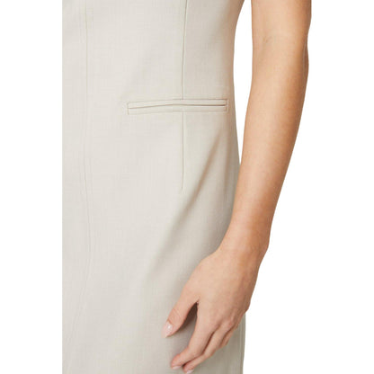 Camel - Side - Dorothy Perkins Womens-Ladies Petite Tailored Half-Sleeved Shift Dress