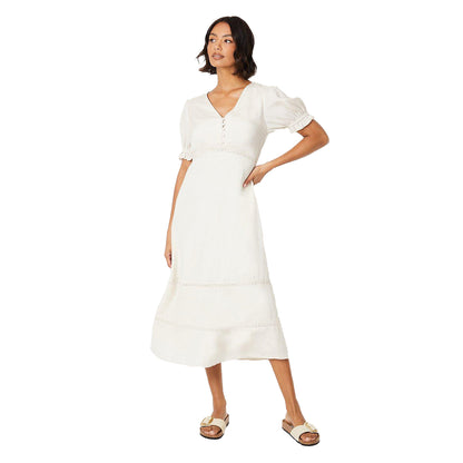 Ivory - Front - Dorothy Perkins Womens-Ladies Broderie Button Front Midi Dress