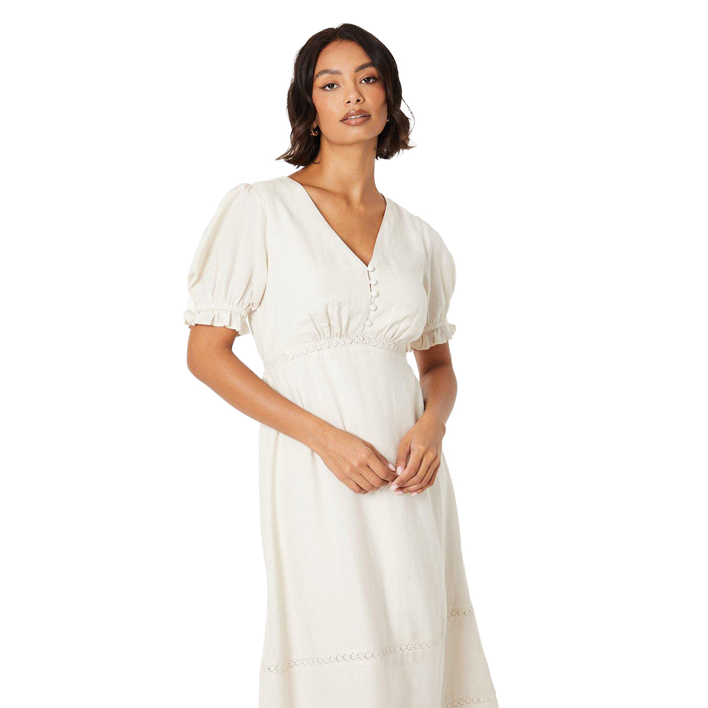 Ivory - Lifestyle - Dorothy Perkins Womens-Ladies Broderie Button Front Midi Dress