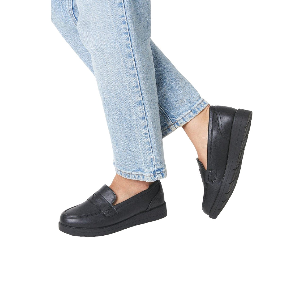 Black - Side - Good For The Sole Womens-Ladies Lily Wedge Loafers
