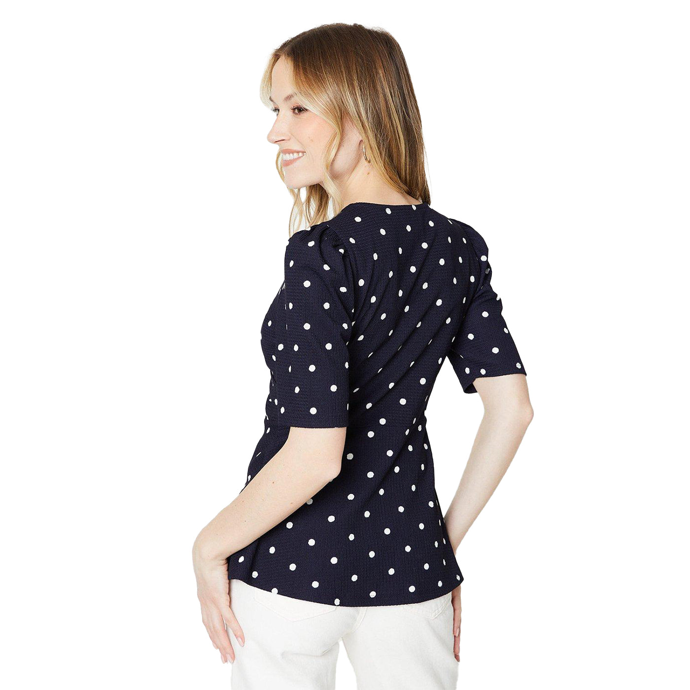 Navy - Back - Dorothy Perkins Womens-Ladies Wrap Puff Sleeve Top