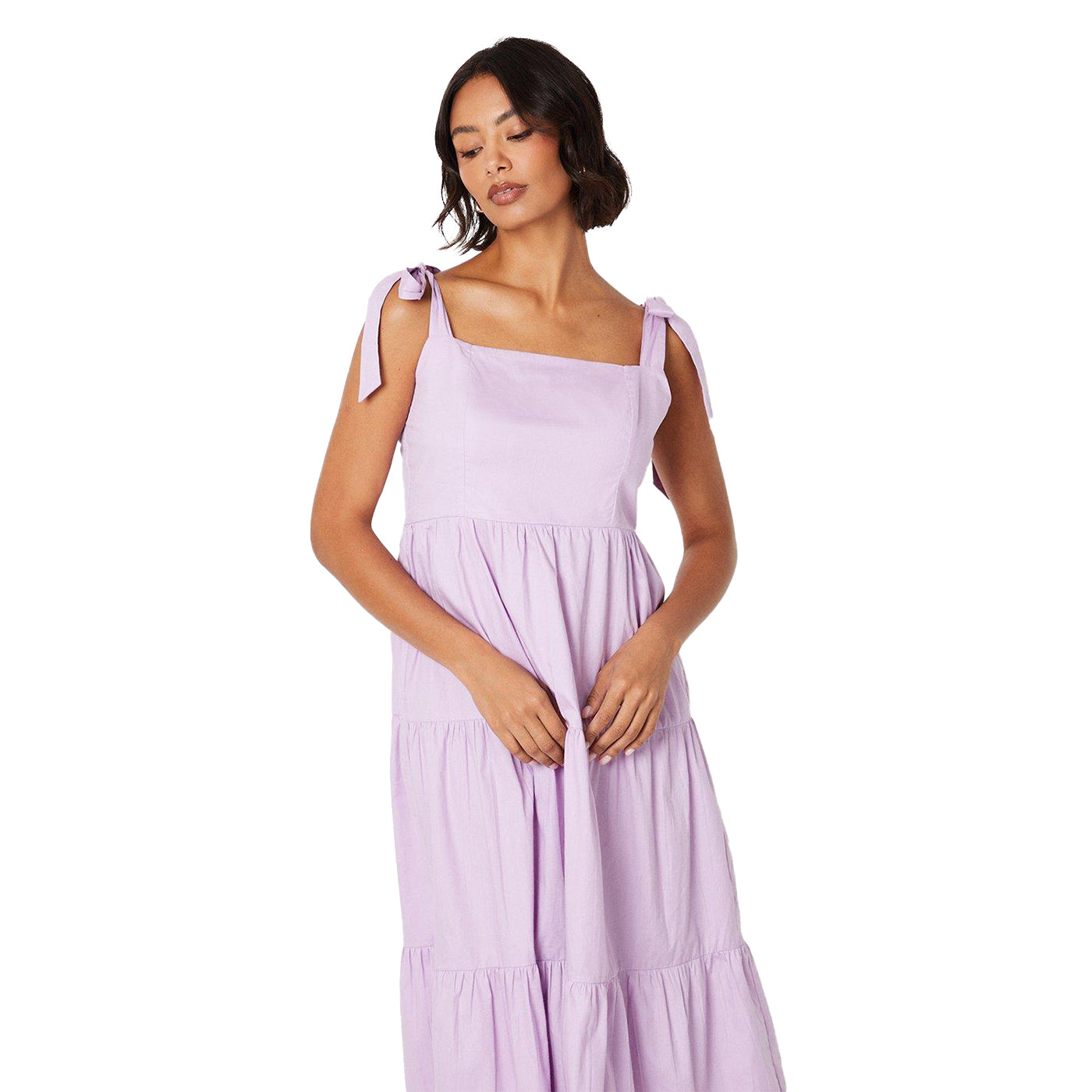 Lilac - Lifestyle - Dorothy Perkins Womens-Ladies Tiered Tie Shoulder Midi Dress
