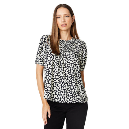Monochrome - Front - Dorothy Perkins Womens-Ladies Abstract Shirred Puff Sleeve Blouse