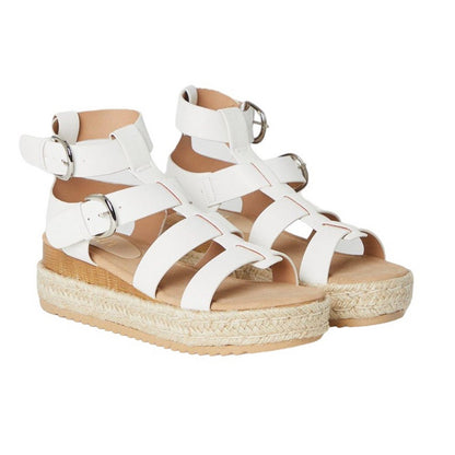 White - Front - Faith Womens-Ladies Hunter Fisherman Wedge Espadrilles