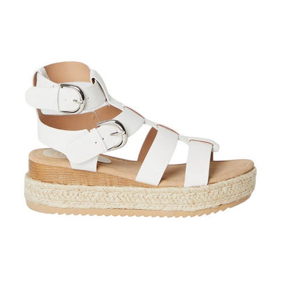 White - Back - Faith Womens-Ladies Hunter Fisherman Wedge Espadrilles