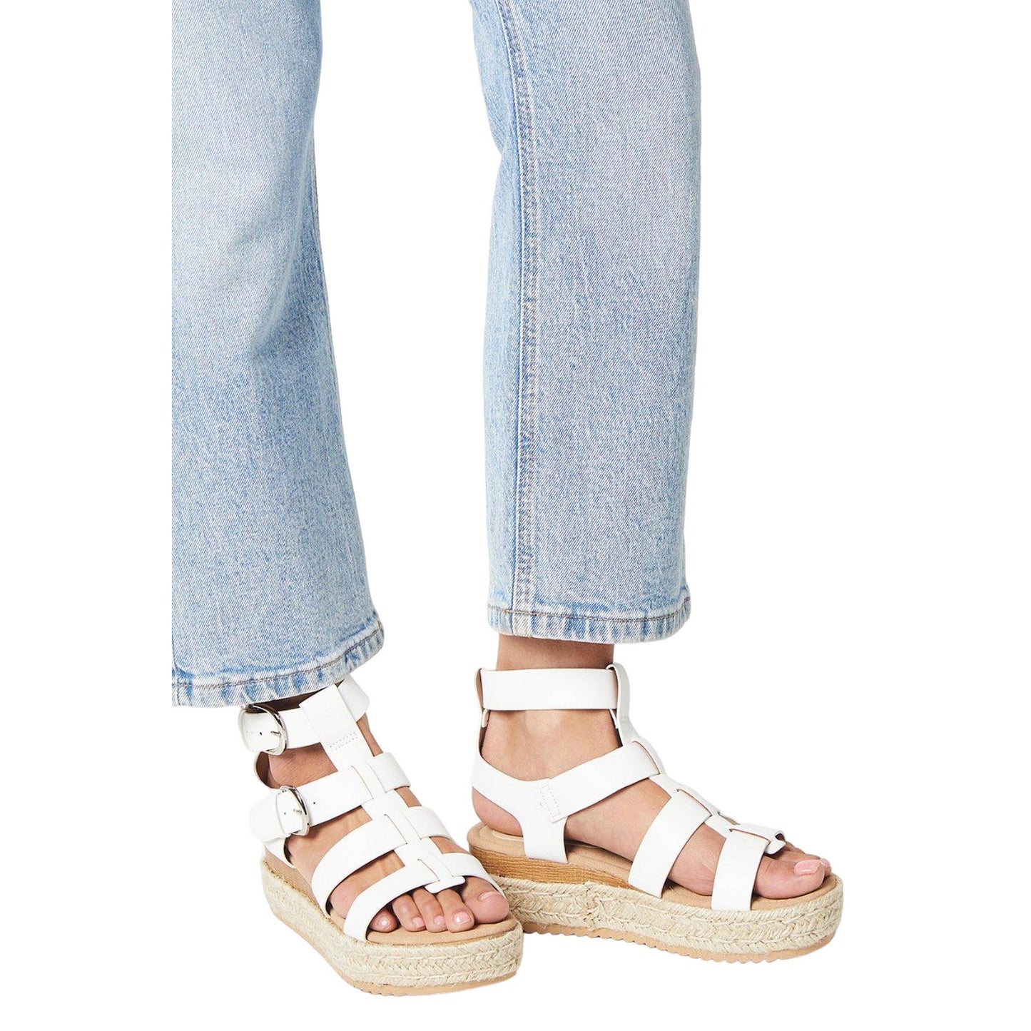 White - Side - Faith Womens-Ladies Hunter Fisherman Wedge Espadrilles