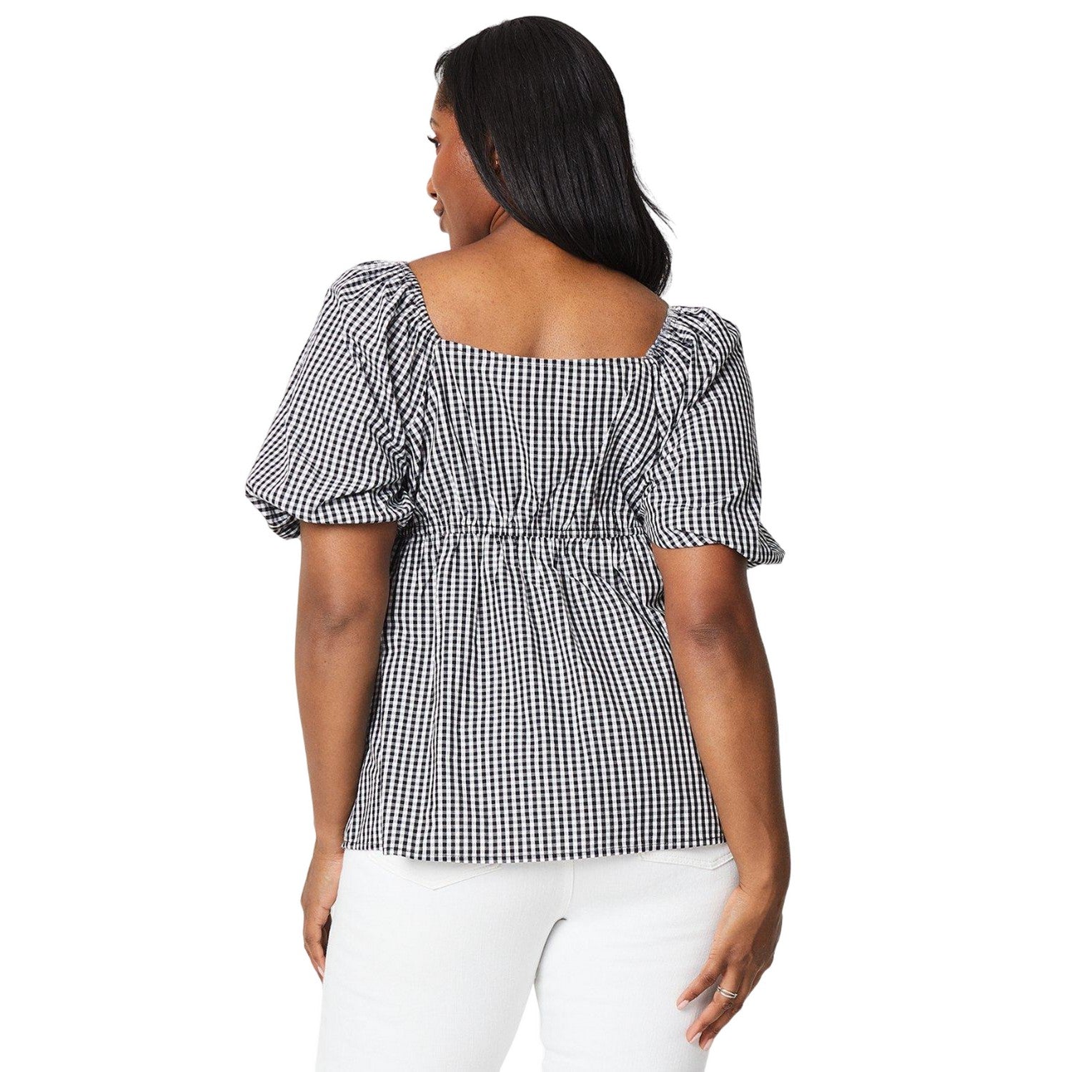 Monochrome - Back - Dorothy Perkins Womens-Ladies Gingham Front Tie Plus Top