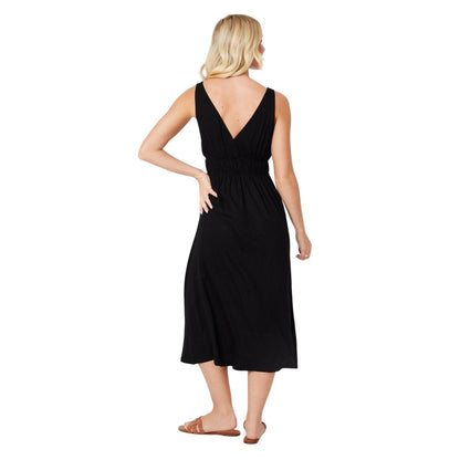 Black - Back - Dorothy Perkins Womens-Ladies Channel Stitched V Neck Midi Dress