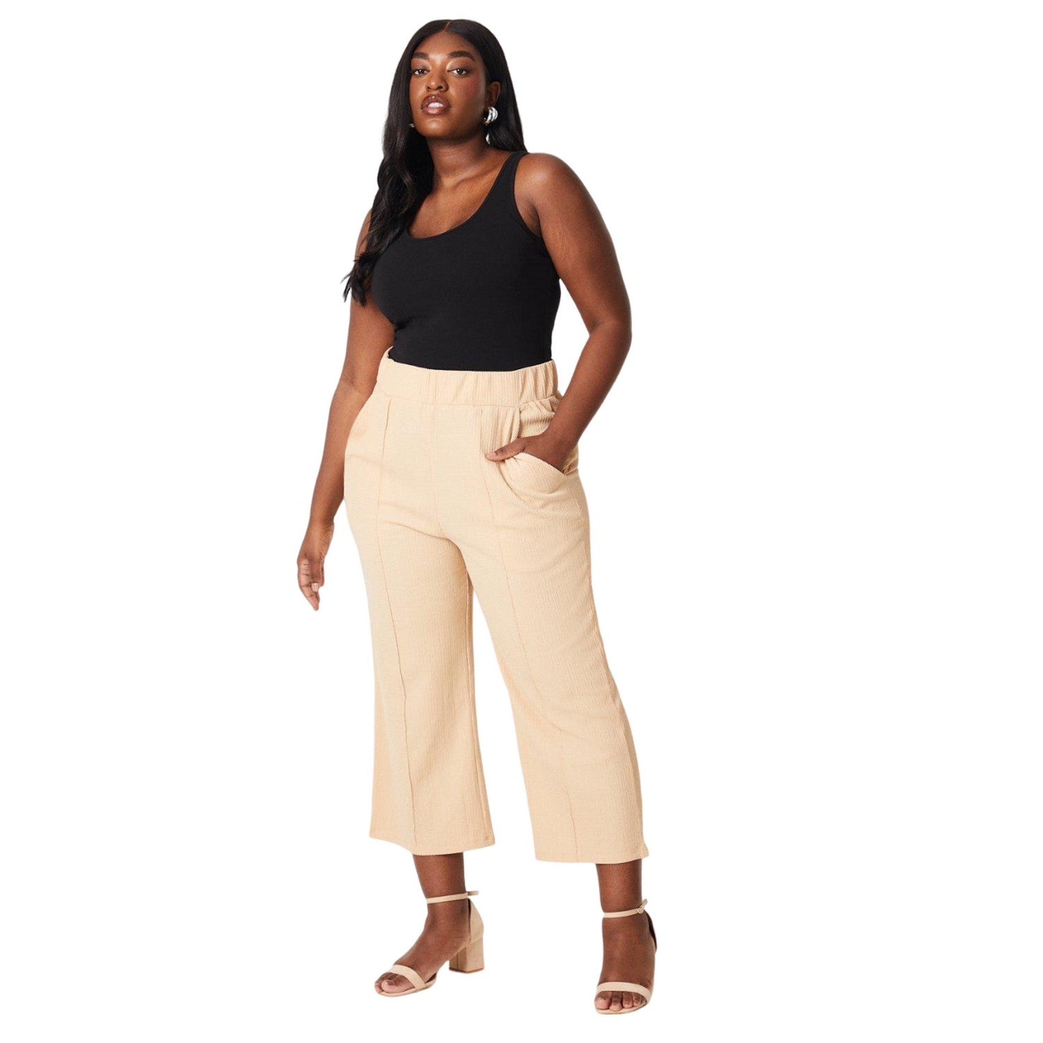 Stone - Side - Dorothy Perkins Womens-Ladies Culotte Plus Trousers