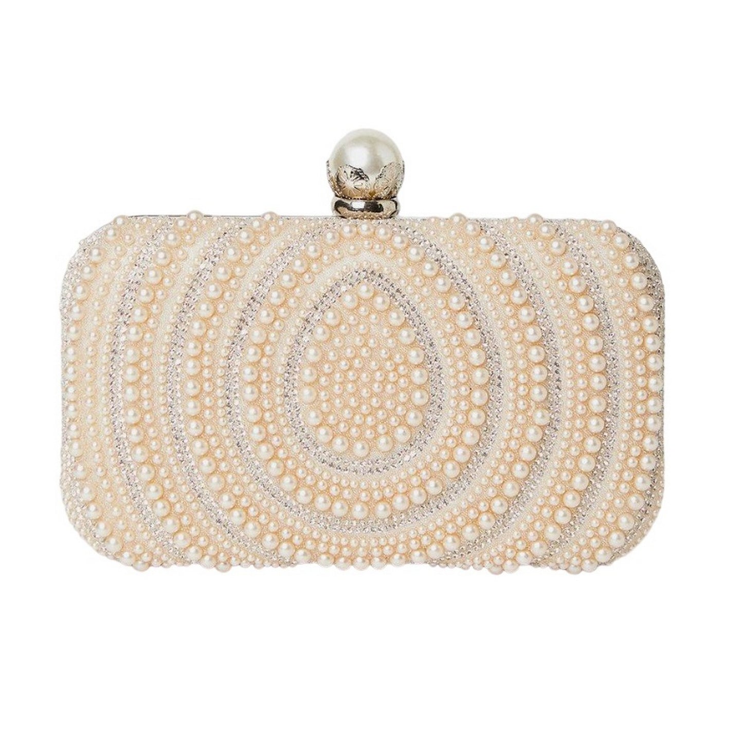 Neutral - Front - Dorothy Perkins Womens-Ladies Theadora Pearl & Diamante Clutch Bag