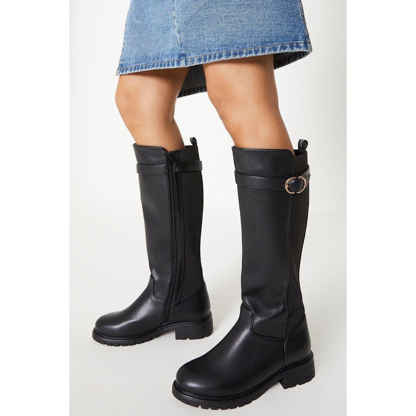 Black - Front - Dorothy Perkins Womens-Ladies Kara Wide Knee-High Boots
