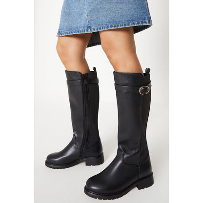 Black - Front - Dorothy Perkins Womens-Ladies Kara Wide Knee-High Boots