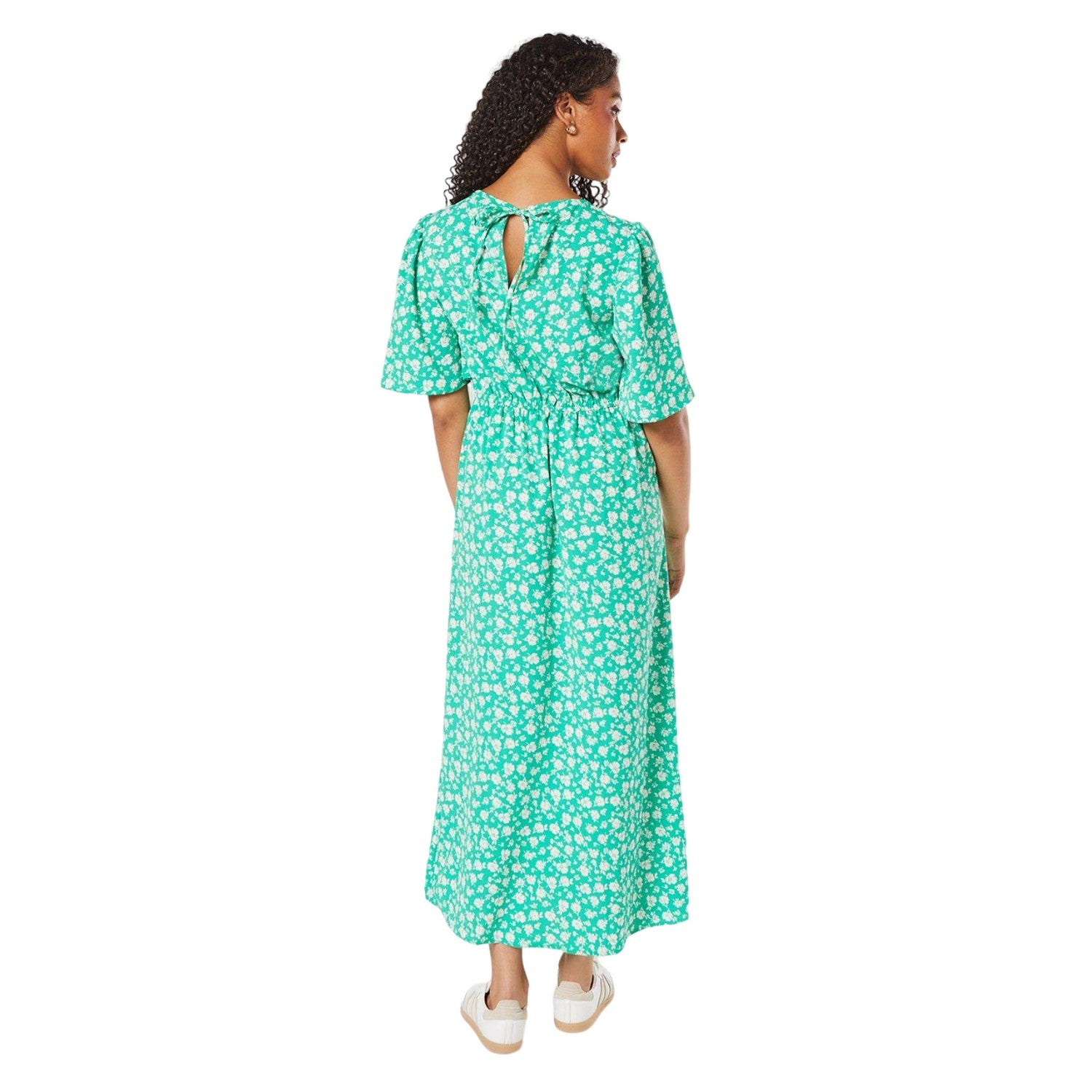 Green - Back - Dorothy Perkins Womens-Ladies Floral Tall Flutter Midi Dress