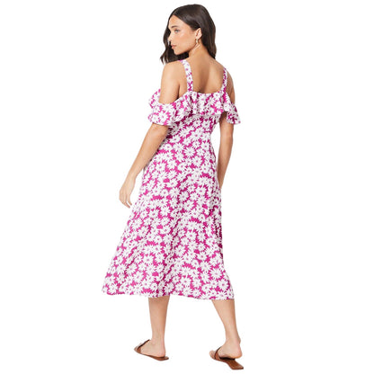 Purple - Back - Dorothy Perkins Womens-Ladies Floral Strappy Petite Midi Dress