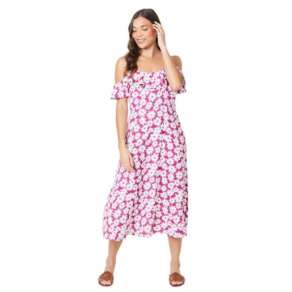 Purple - Front - Dorothy Perkins Womens-Ladies Floral Strappy Petite Midi Dress