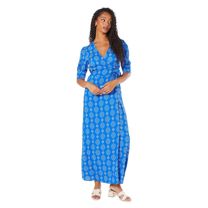 Blue - Front - Dorothy Perkins Womens-Ladies Wrap Tall Midi Dress