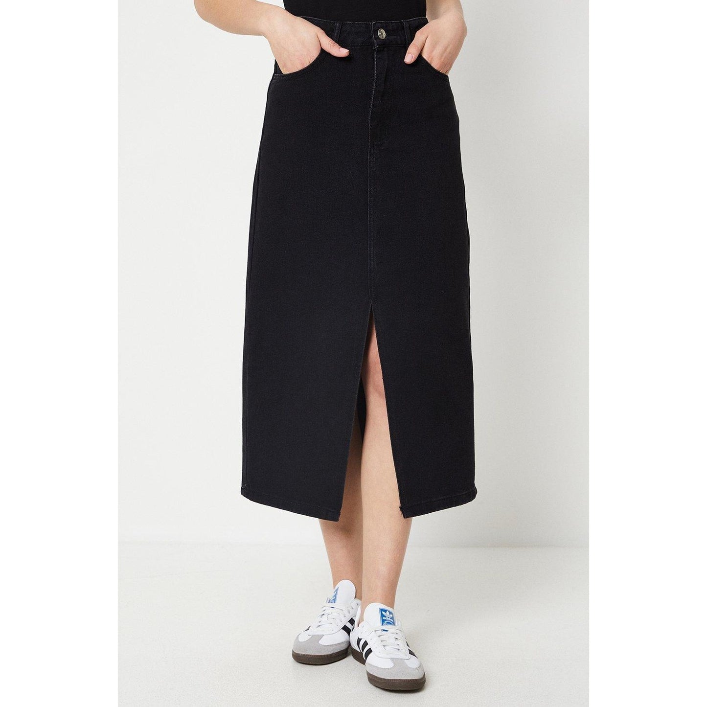 Black - Front - Dorothy Perkins Womens-Ladies Denim Maxi Skirt