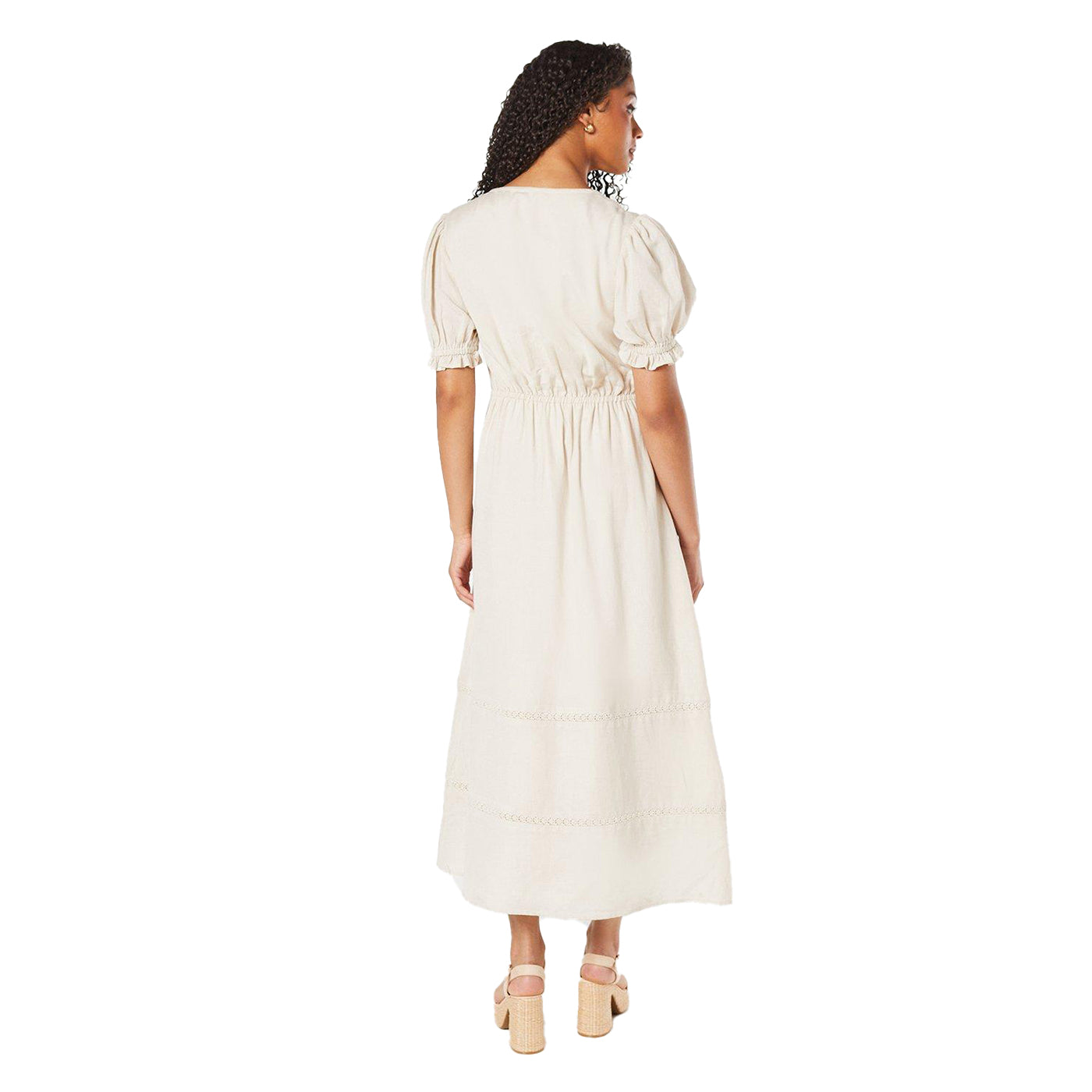 Ivory - Back - Dorothy Perkins Womens-Ladies Broderie Button Front Tall Midi Dress