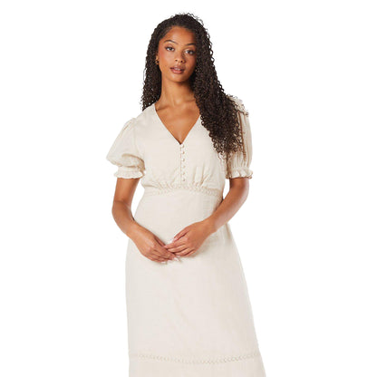 Ivory - Lifestyle - Dorothy Perkins Womens-Ladies Broderie Button Front Tall Midi Dress