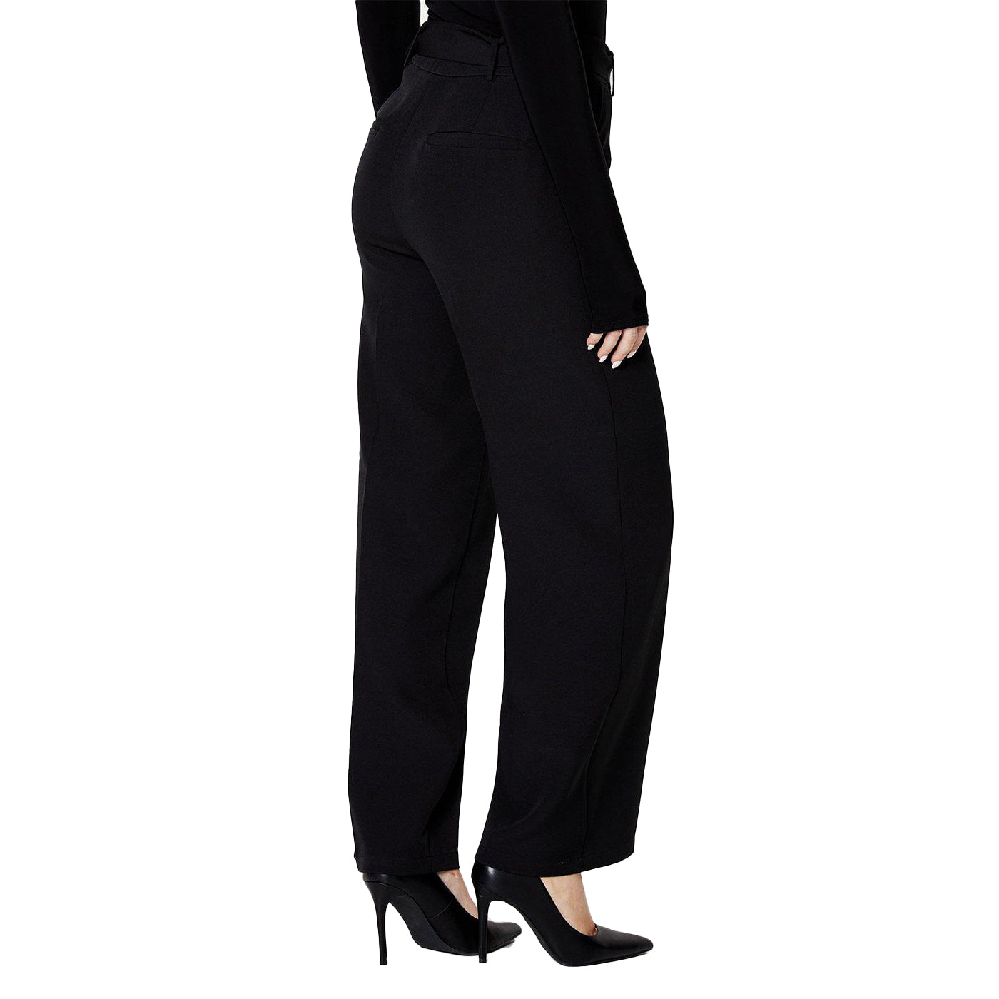 Black - Back - Dorothy Perkins Womens-Ladies Buckle Straight Leg Trousers