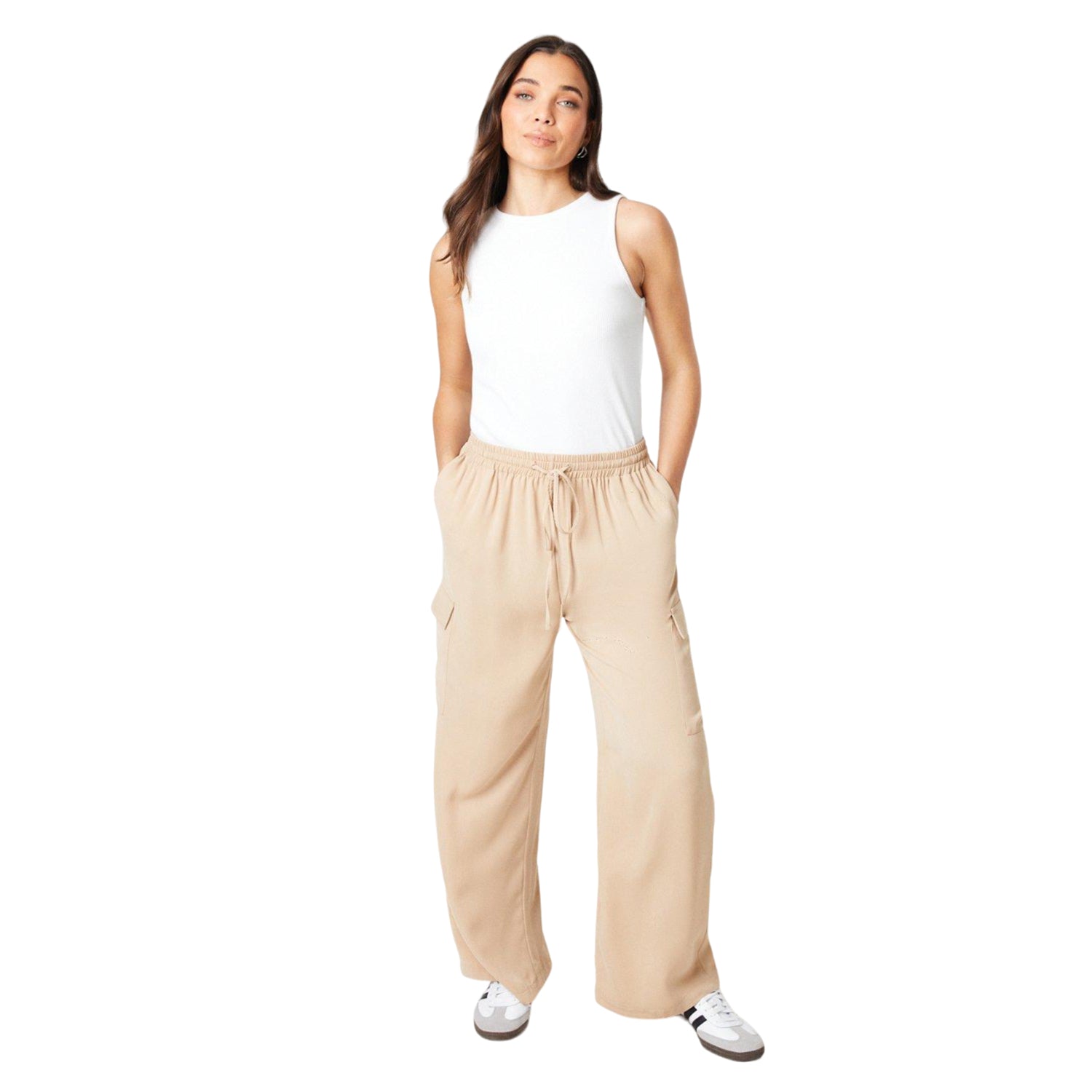 Camel - Side - Dorothy Perkins Womens-Ladies Pocket Petite Straight Trousers