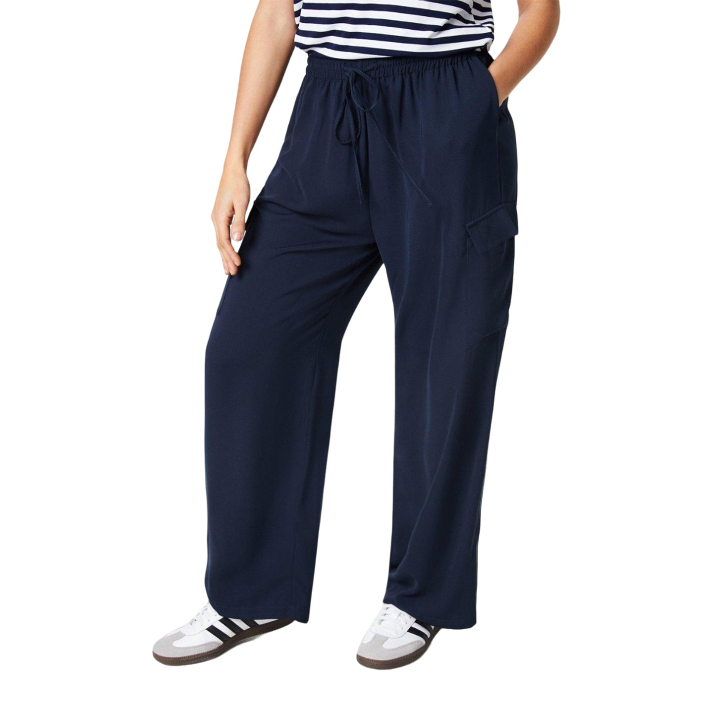 Navy - Front - Dorothy Perkins Womens-Ladies Pocket Petite Straight Trousers