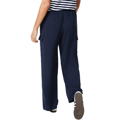 Navy - Back - Dorothy Perkins Womens-Ladies Pocket Petite Straight Trousers