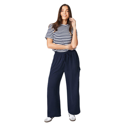 Navy - Side - Dorothy Perkins Womens-Ladies Pocket Petite Straight Trousers