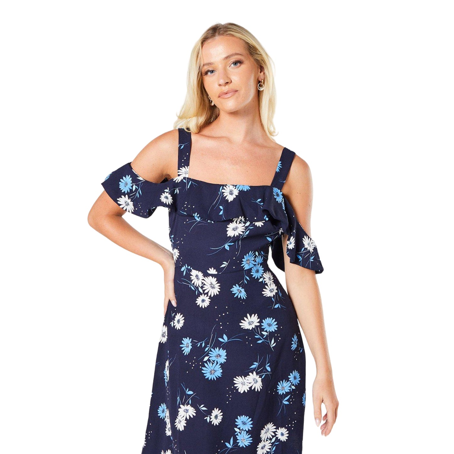 Navy - Side - Dorothy Perkins Womens-Ladies Floral Strappy Midi Dress