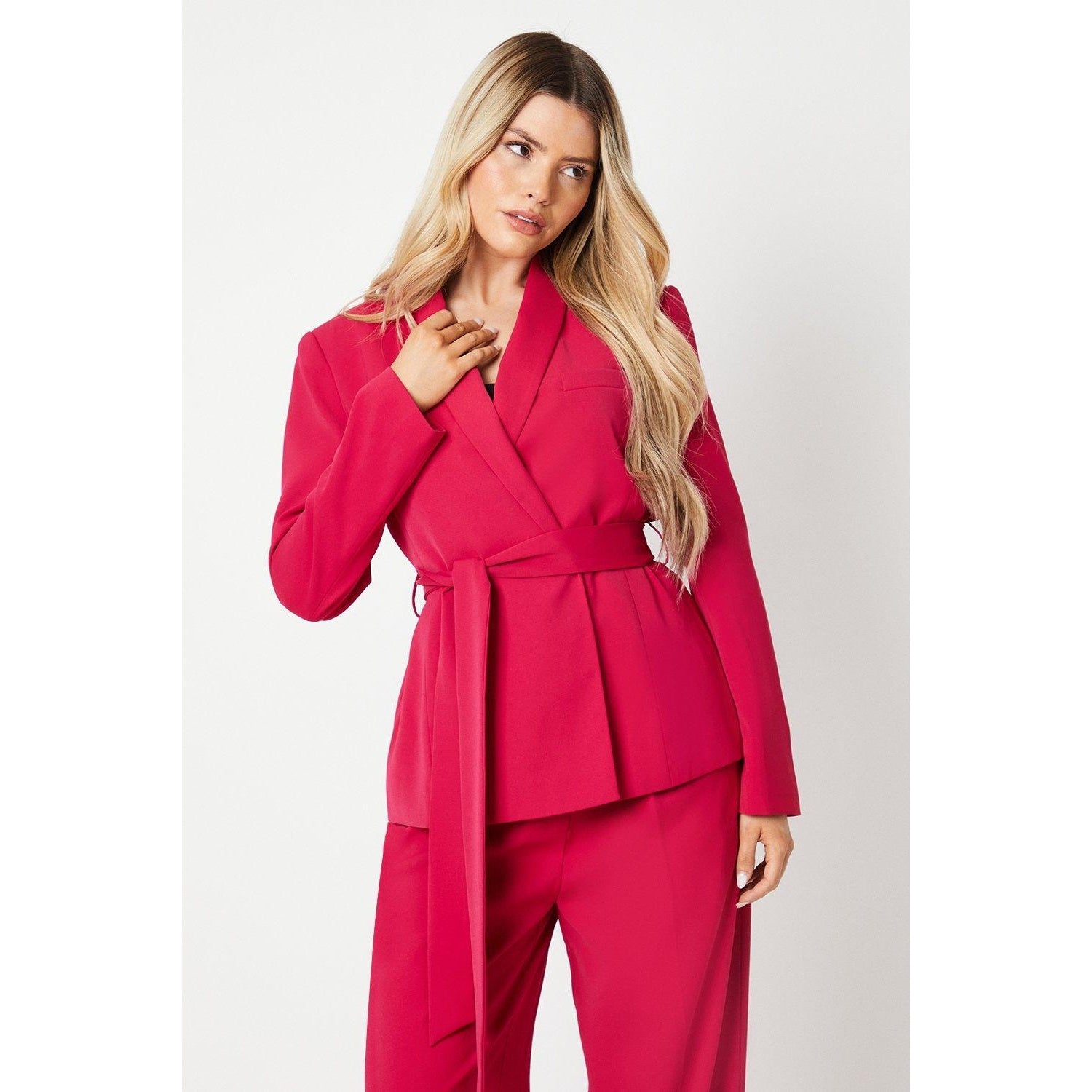 Fuchsia - Front - Dorothy Perkins Womens-Ladies Shawl Collar Blazer