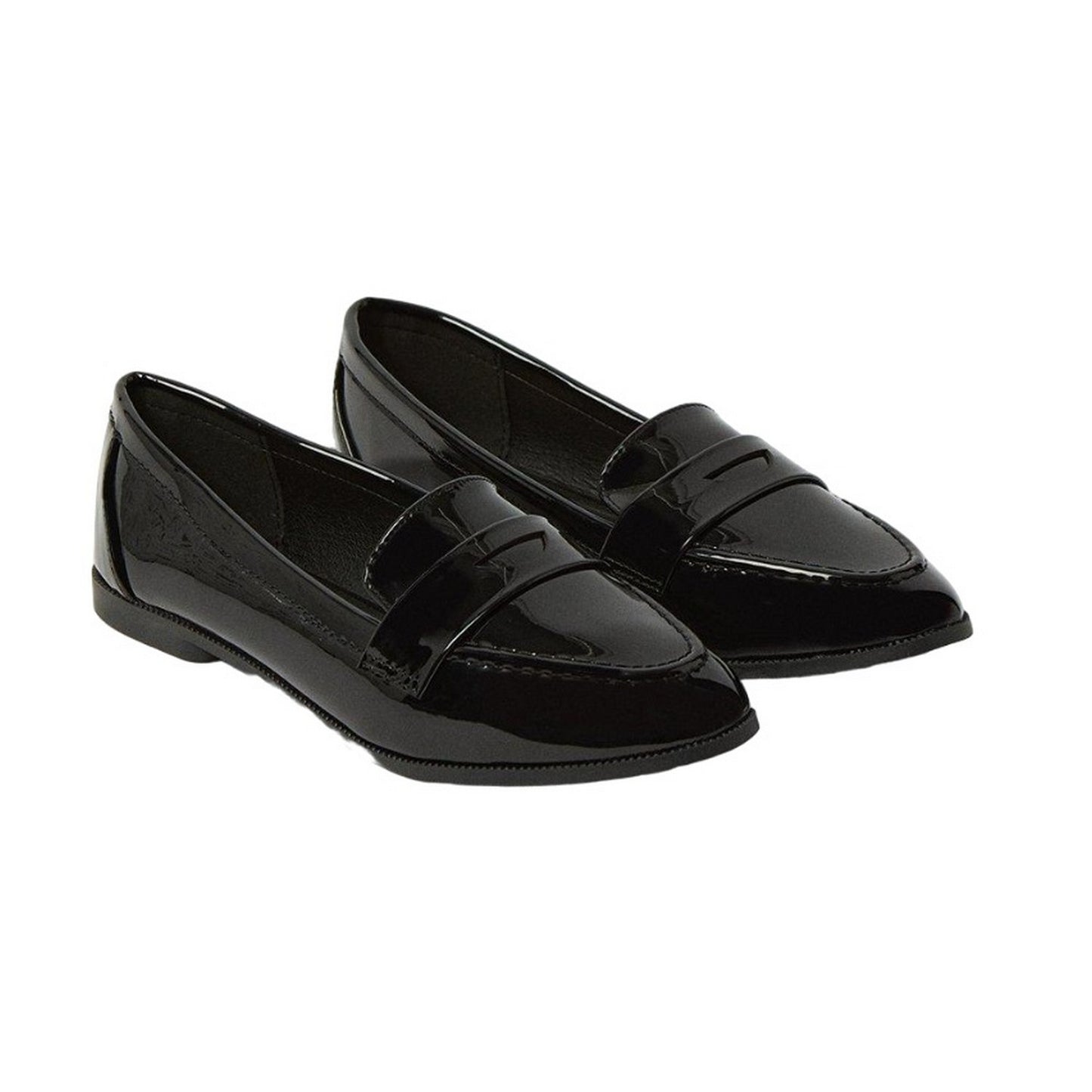 True Black - Front - Dorothy Perkins Womens-Ladies Lana Wide Penny Loafers