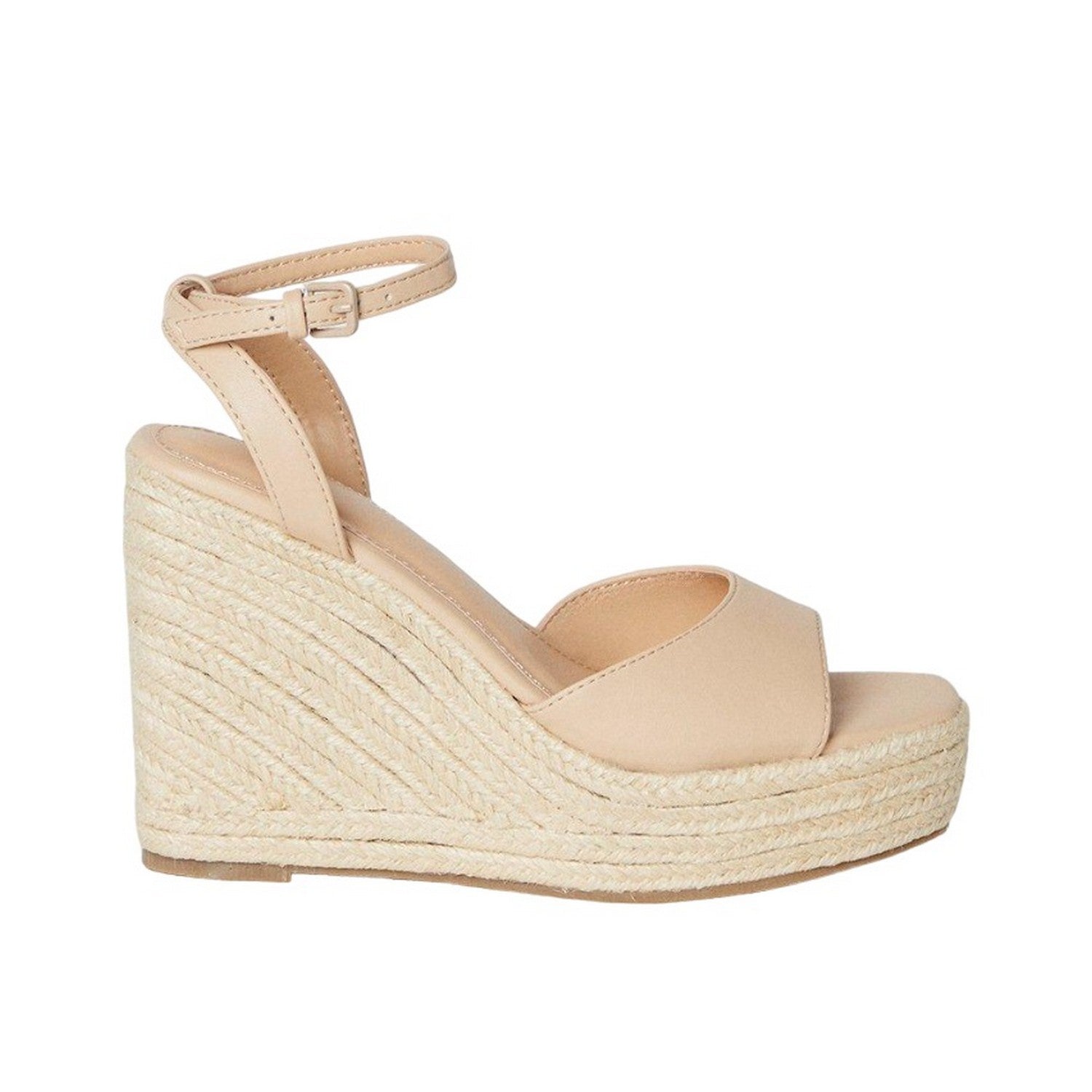 Beige - Back - Faith Womens-Ladies Hoola Wedge Sandals