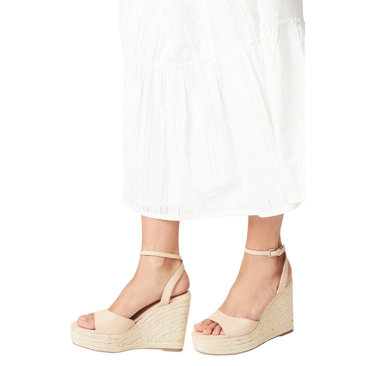 Beige - Side - Faith Womens-Ladies Hoola Wedge Sandals