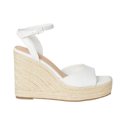White - Back - Faith Womens-Ladies Hoola Wedge Sandals