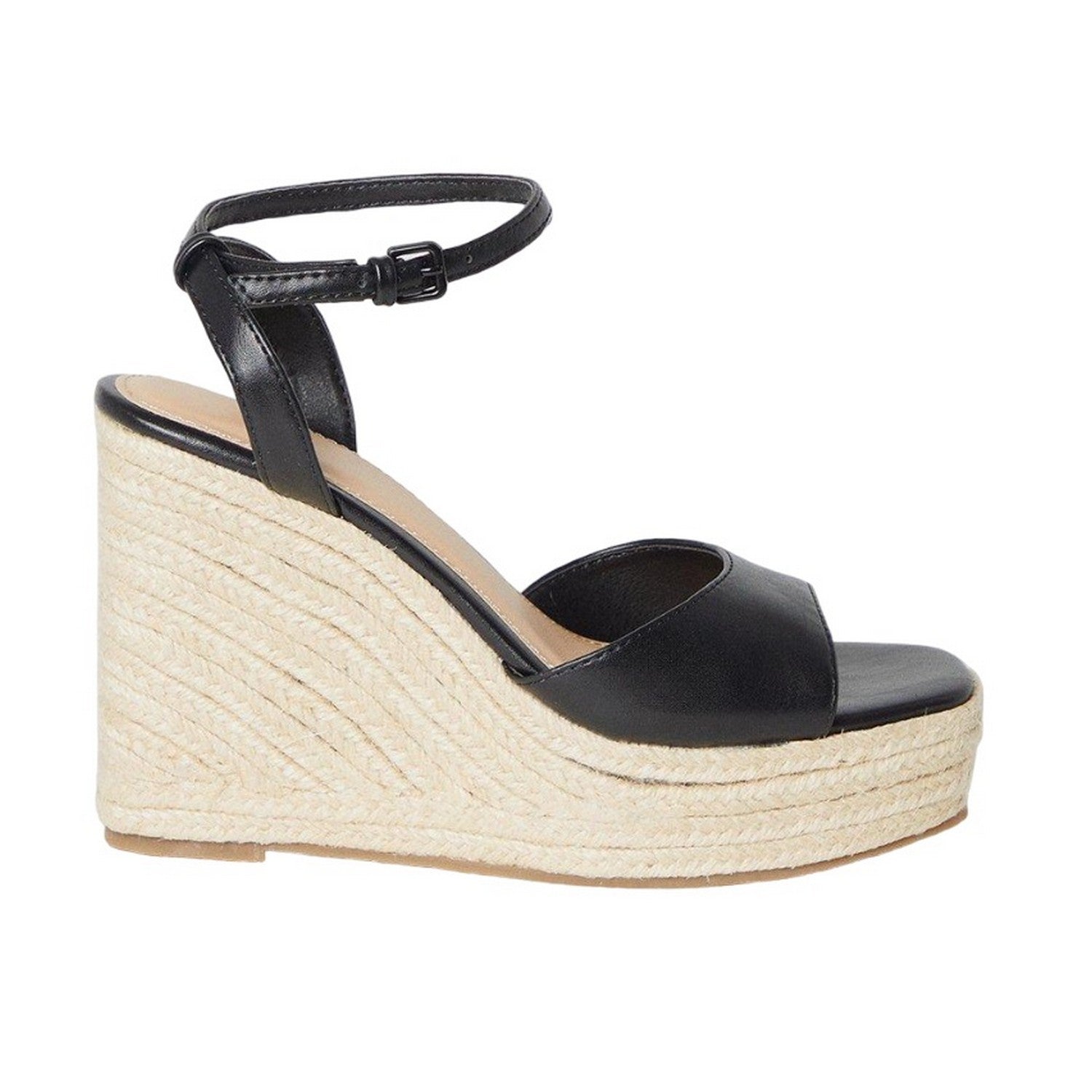 Black - Back - Faith Womens-Ladies Hoola Wedge Sandals