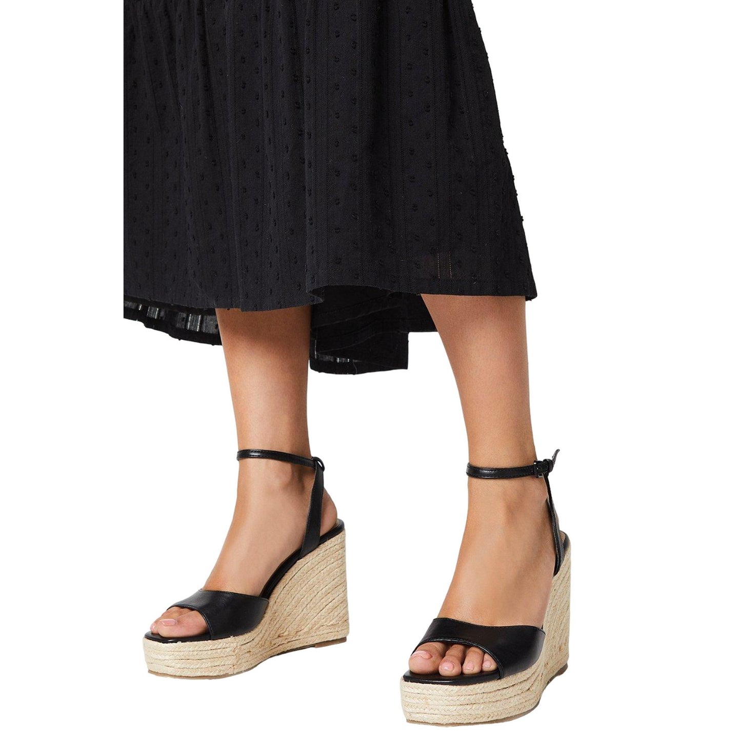 Black - Side - Faith Womens-Ladies Hoola Wedge Sandals