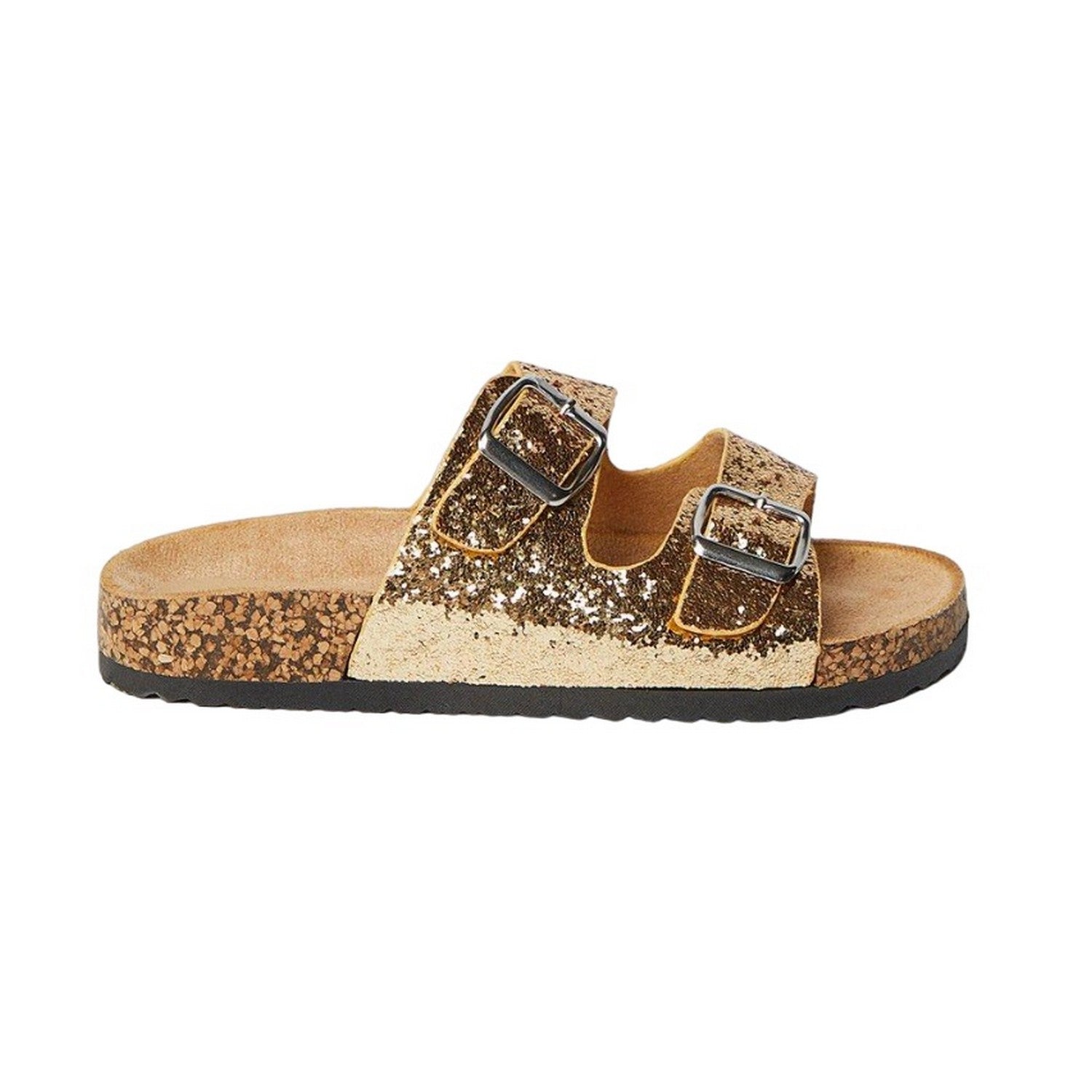Gold - Back - Dorothy Perkins Womens-Ladies Flick Glitter Double Footbed Sandals