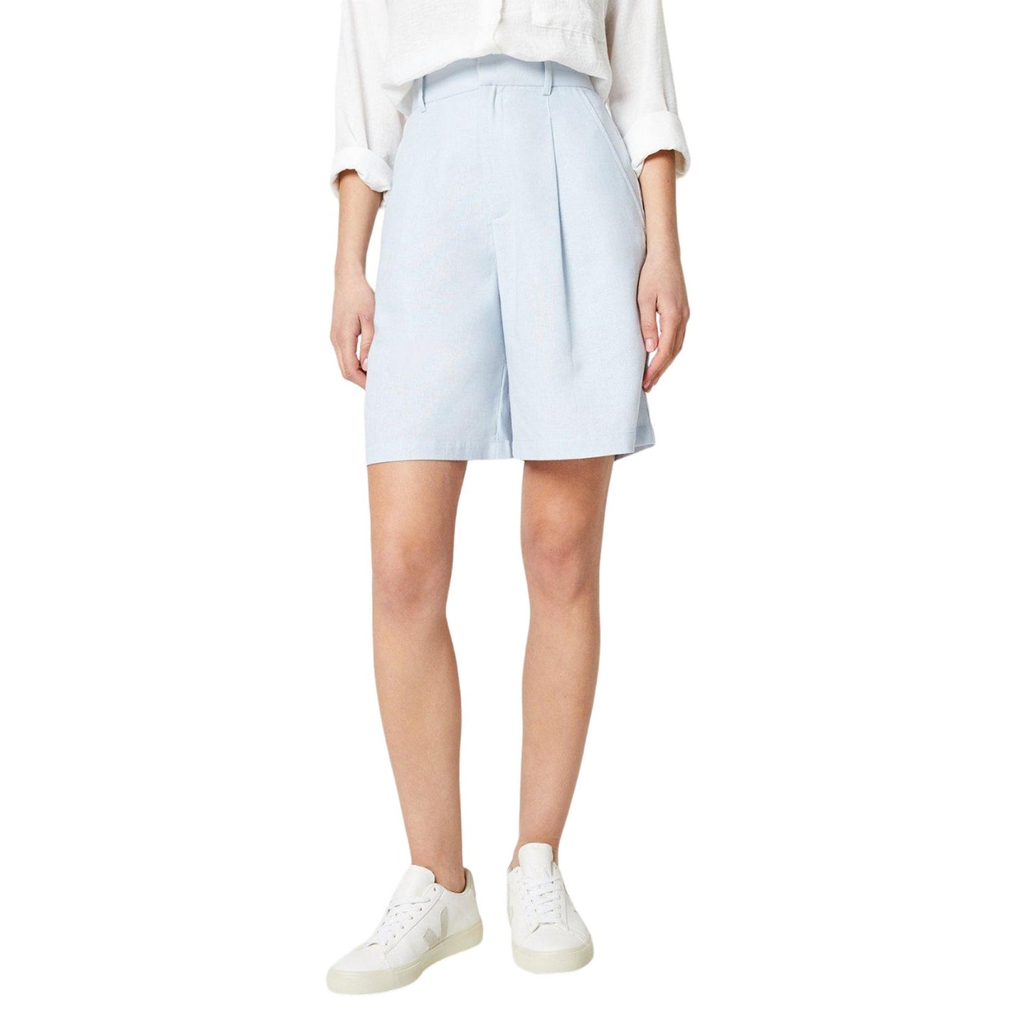 Blue - Front - Dorothy Perkins Womens-Ladies Linen-Look Shorts
